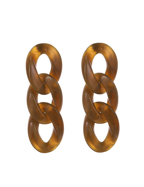 E568 Coffee Acrylic Chain Link Earrings - Iris Fashion Jewelry