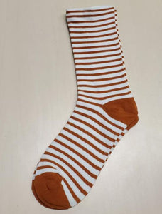 SF1311 White Burnt Orange Stripes Socks - Iris Fashion Jewelry