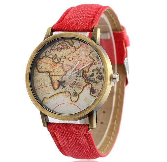 W420 Red Band World Traveler Collection Quartz Watch - Iris Fashion Jewelry