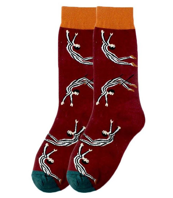 SF483 Burgundy Circus Act Socks - Iris Fashion Jewelry