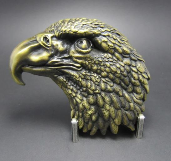 BU123 Gold Eagle Head Belt Buckle - Iris Fashion Jewelry