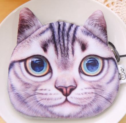 G86 Cute Gray Kitty Cat Zipper Bag - Iris Fashion Jewelry