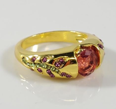 R67 Gold Pink Gemstone Vines Ring - Iris Fashion Jewelry