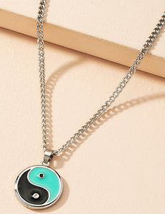 N117 Silver Green Yin Yang Necklace with FREE Earrings - Iris Fashion Jewelry