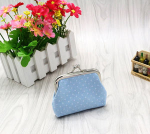 G153 Light Blue White Polka Dot Clasp Coin Purse - Iris Fashion Jewelry