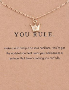 *N1749 Gold You Rule Crown Necklace on Gift Card with FREE Earrings - Iris Fashion Jewelry