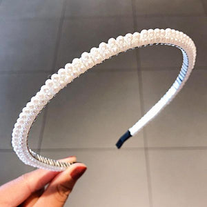 H568 White Pearl Layer Hair Band - Iris Fashion Jewelry