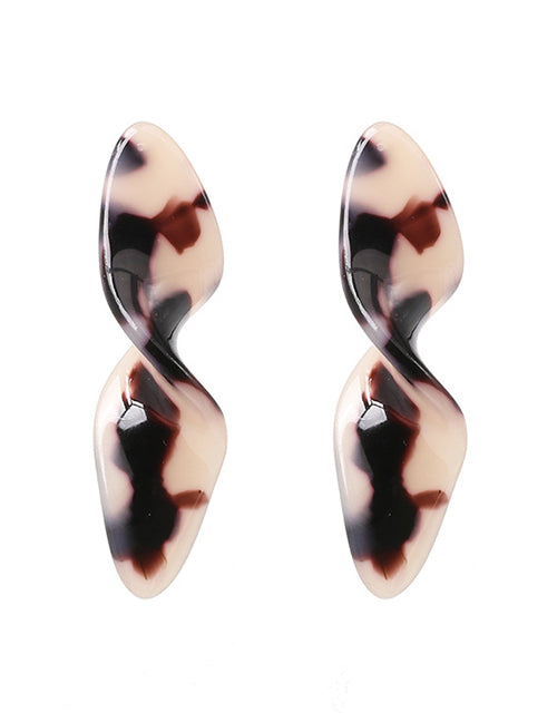 E1723 Acrylic Leopard Twist Design Earrings - Iris Fashion Jewelry