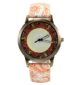 W368 Orange Paisley Collection Quartz Watch - Iris Fashion Jewelry