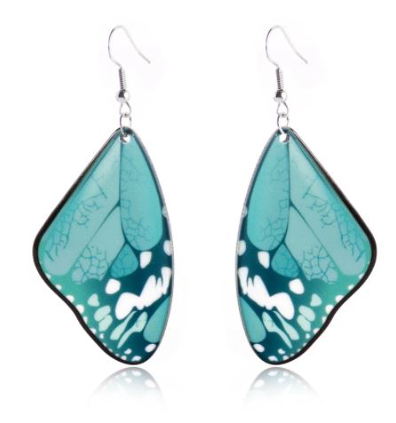 E1688 Sage Green Acrylic Butterfly Wing Earrings - Iris Fashion Jewelry