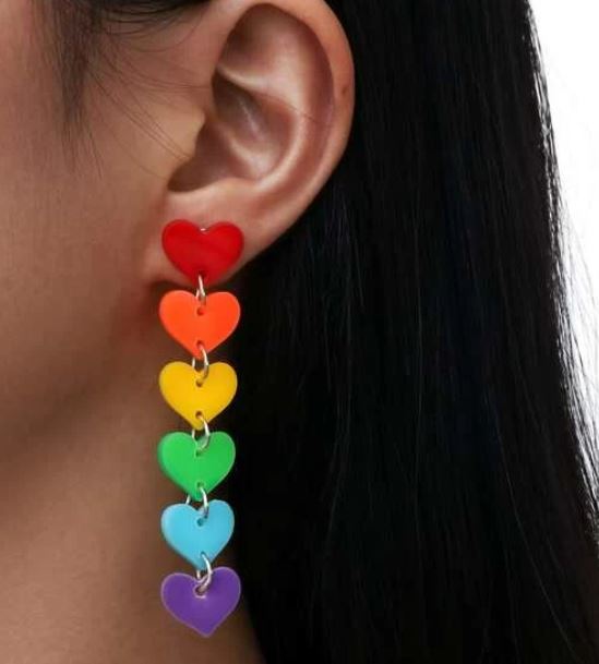 E780 Multi Color Heart Dangle Earrings - Iris Fashion Jewelry