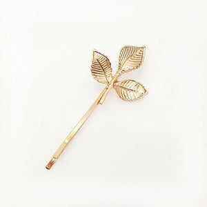 H312 Gold 3 Leaf Hair Clip - Iris Fashion Jewelry