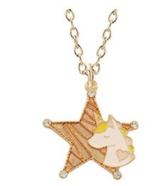 L10 Gold Orange Star Unicorn Necklace FREE EARRINGS - Iris Fashion Jewelry