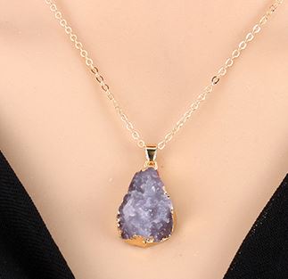 N632 Gold Gray Imitation Natural Stone Necklace with FREE Earrings - Iris Fashion Jewelry