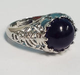 R241 Silver Deep Purple Gemstone Ring - Iris Fashion Jewelry