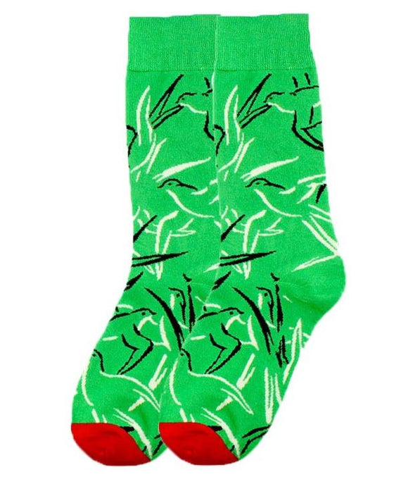 SF481 Lime Green Bird Socks - Iris Fashion Jewelry