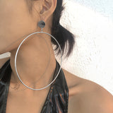 E1690 Silver Giant Hoop Earrings - Iris Fashion Jewelry