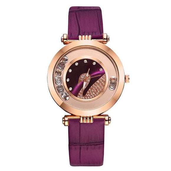 W219 Purple Gemstones Swan Collection Quartz Watch - Iris Fashion Jewelry