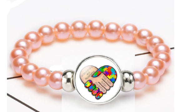 B1010 Pale Pink Bead Autism Awareness Bracelet - Iris Fashion Jewelry