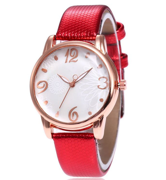 W486 Rose Gold Red Blossom Collection Quartz Watch - Iris Fashion Jewelry