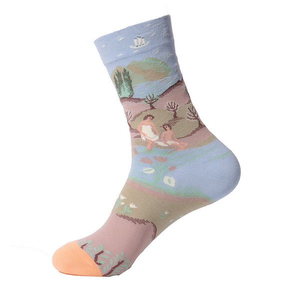 SF1120 Pale Blue Down by the River Socks - Iris Fashion Jewelry