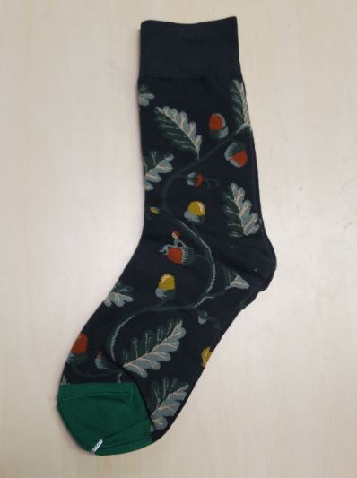 SF961 Green Leaves with Acorns Floral Socks - Iris Fashion Jewelry