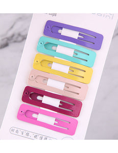 L278 Colorful Rectangle Hair Clips (Pack of 6) - Iris Fashion Jewelry