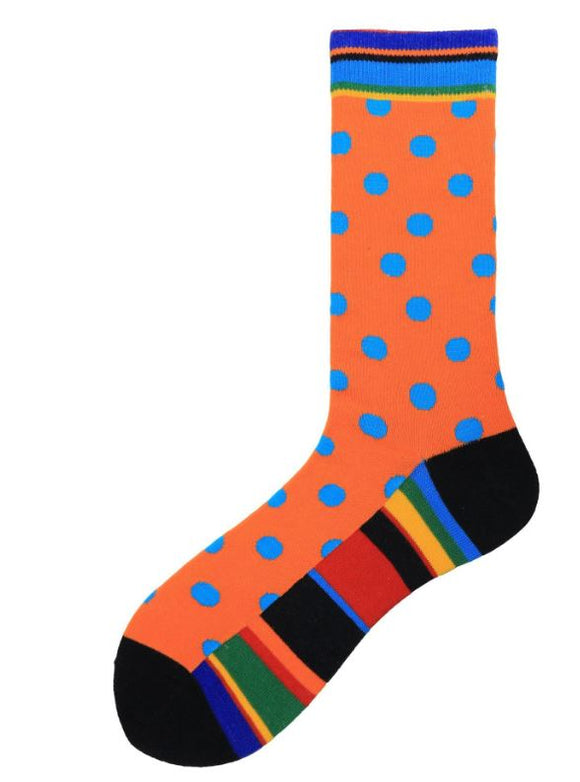 SF930 Orange Polka Dots & Stripes Socks - Iris Fashion Jewelry