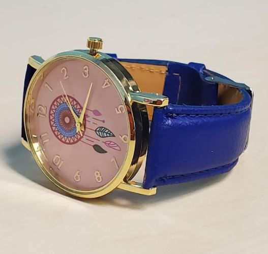 W564 Royal Blue Pink Face Dreamcatcher Collection Quartz Watch - Iris Fashion Jewelry