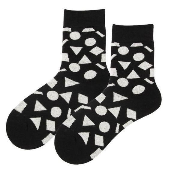 SF513 Black White Assorted Shapes Socks - Iris Fashion Jewelry
