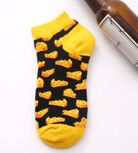 SF1061 Black Yellow Cheese Low Cut Socks - Iris Fashion Jewelry