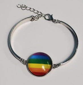 B477 Silver Rainbow Pride Bracelet - Iris Fashion Jewelry