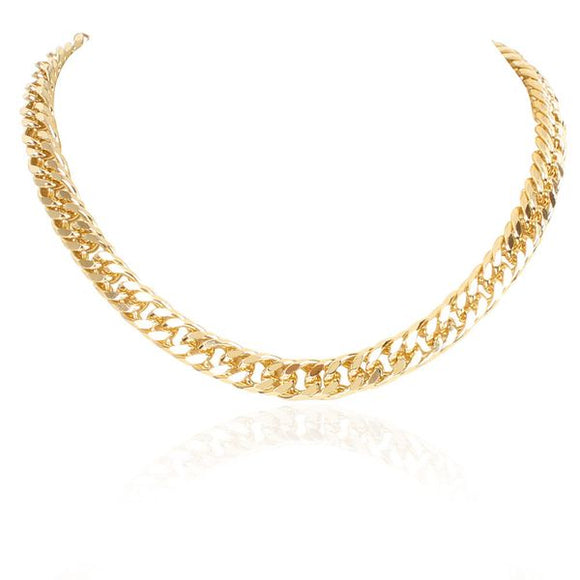 N631 Gold Chain Choker Necklace with FREE Earrings - Iris Fashion Jewelry