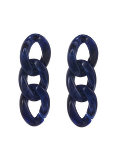 E583 Blue Acrylic Chain Link Earrings - Iris Fashion Jewelry