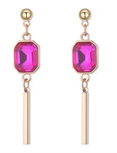 +E97 Fuschia Square Shape Tassel Earrings - Iris Fashion Jewelry