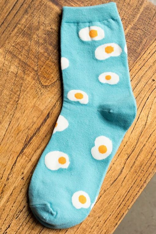 SF585 Light Blue Fried Egg Socks - Iris Fashion Jewelry