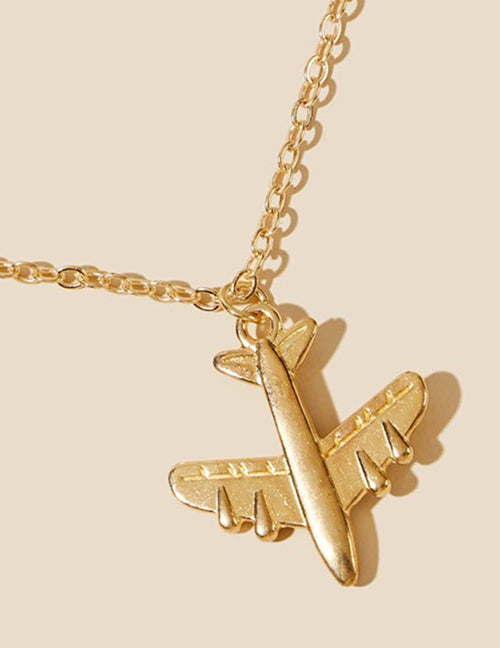N1088 Gold Dainty Airplane Necklace with Free Earrings - Iris Fashion Jewelry