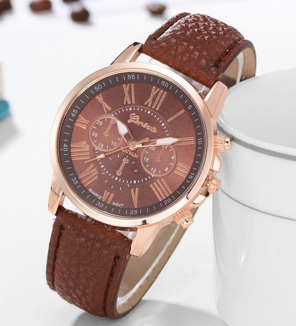 W572 Brown Rose Gold Quartz Watch - Iris Fashion Jewelry