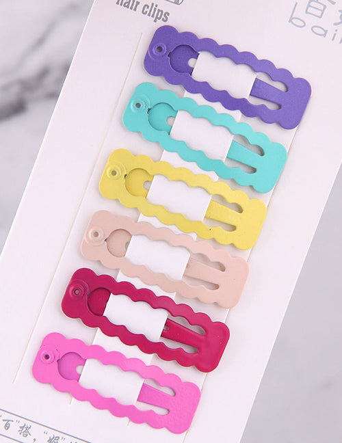 L119 Colorful Scalloped Rectangle Hair Clips (Pack of 6) - Iris Fashion Jewelry