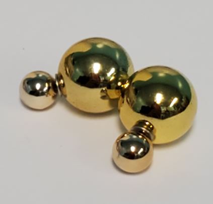 *E284 Gold Double Ball Earrings - Iris Fashion Jewelry