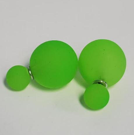 *E1309 Bright Green Double Ball Earrings - Iris Fashion Jewelry