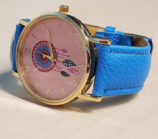 W565 Fashion Blue Pink Face Dreamcatcher Collection Quartz Watch - Iris Fashion Jewelry