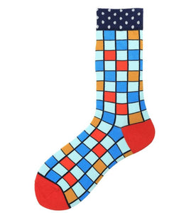 SF927 Colorful Squares Socks - Iris Fashion Jewelry
