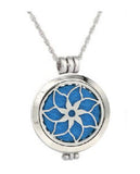 N174 Silver Flower Essential Oil Necklace with FREE Earrings PLUS 5 Different Color Pads - Iris Fashion Jewelry