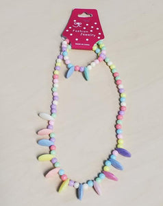 L08 Colorful Festive Teardrop Necklace & Bracelet Set - Iris Fashion Jewelry