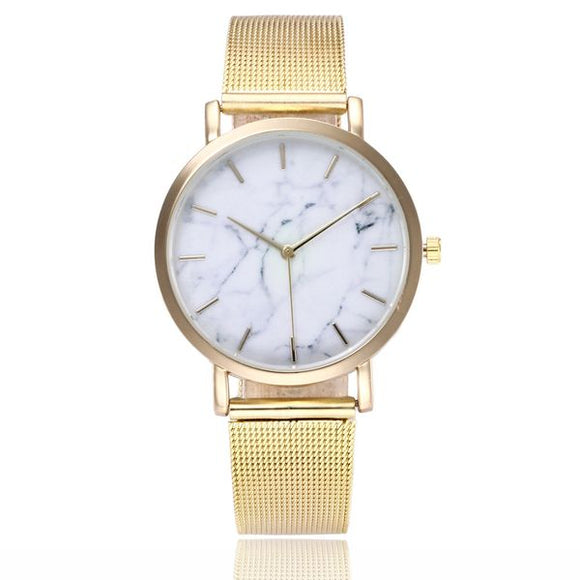 W203 Gold Mesh Crackle Collection Quartz Watch - Iris Fashion Jewelry