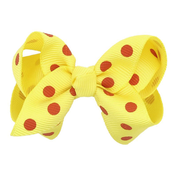 H619 Yellow Orange Polka Dot Small Hair Bow Alligator Clip - Iris Fashion Jewelry