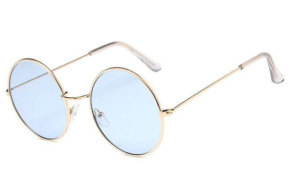 S431 Gold Metal Frame Blue Lens Fashion Sunglasses - Iris Fashion Jewelry