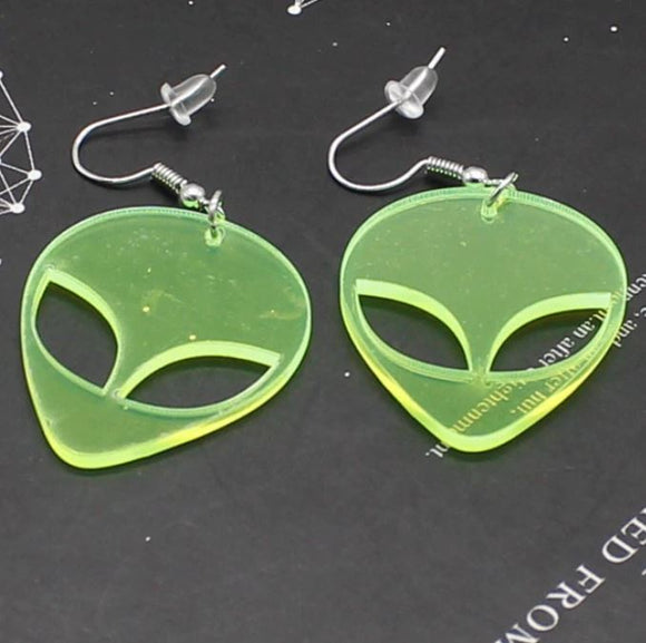 E33 Green Acrylic Alien Earrings - Iris Fashion Jewelry