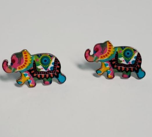 L273 Bright Colorful Festive Elephant Earrings - Iris Fashion Jewelry